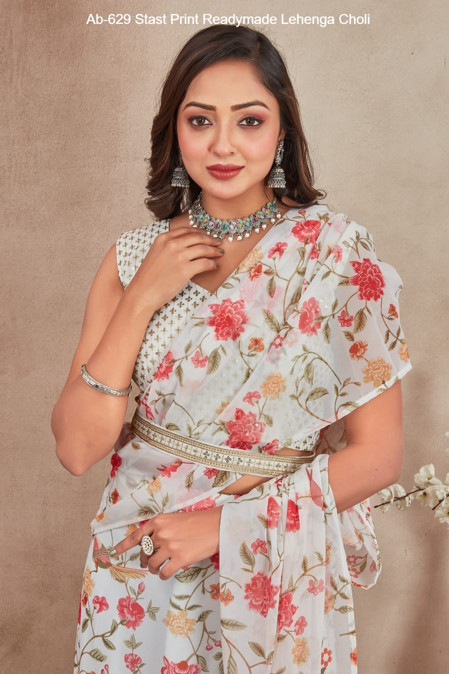Ab-629 Stast Print Readymade Lehenga Choli