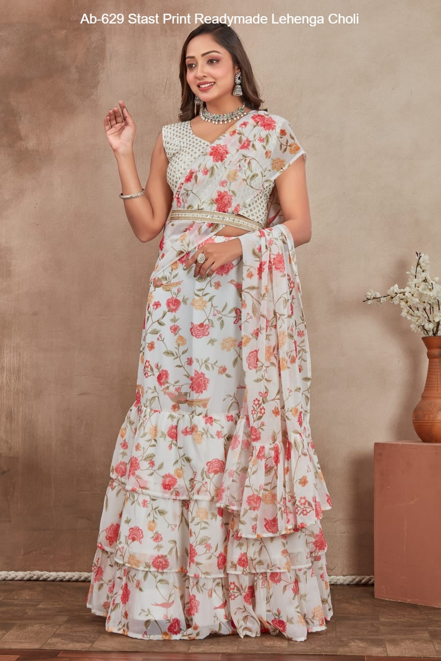 Ab-629 Stast Print Readymade Lehenga Choli