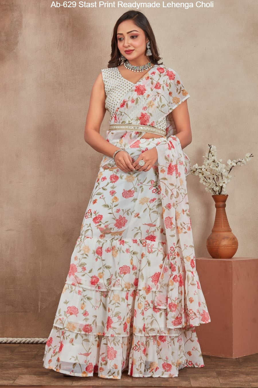 Ab-629 Stast Print Readymade Lehenga Choli