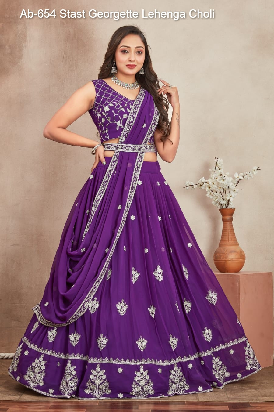 Ab-654 Stast Georgette Lehenga Choli