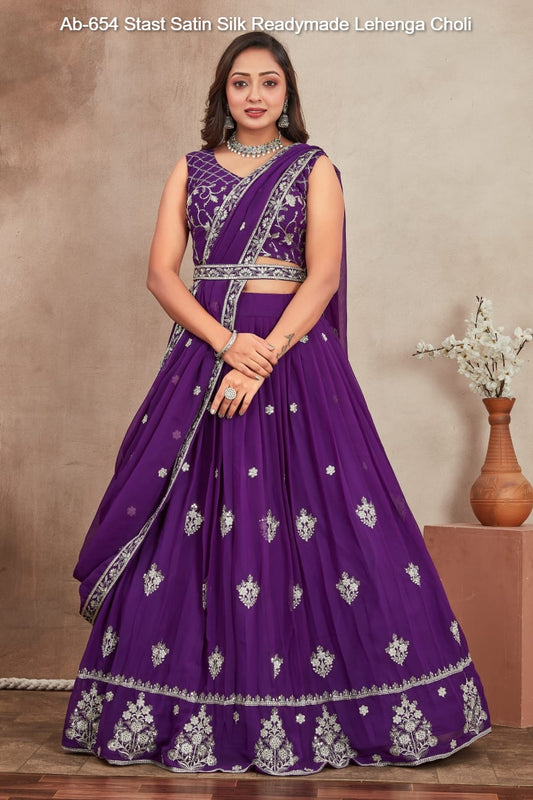 Ab-654 Stast Satin Silk Readymade Lehenga Choli
