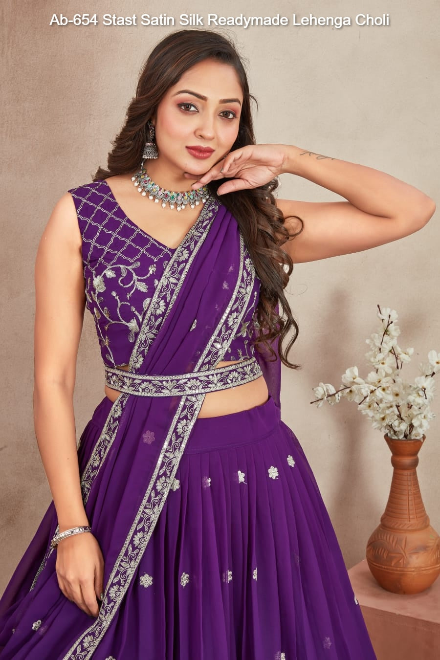 Ab-654 Stast Satin Silk Readymade Lehenga Choli