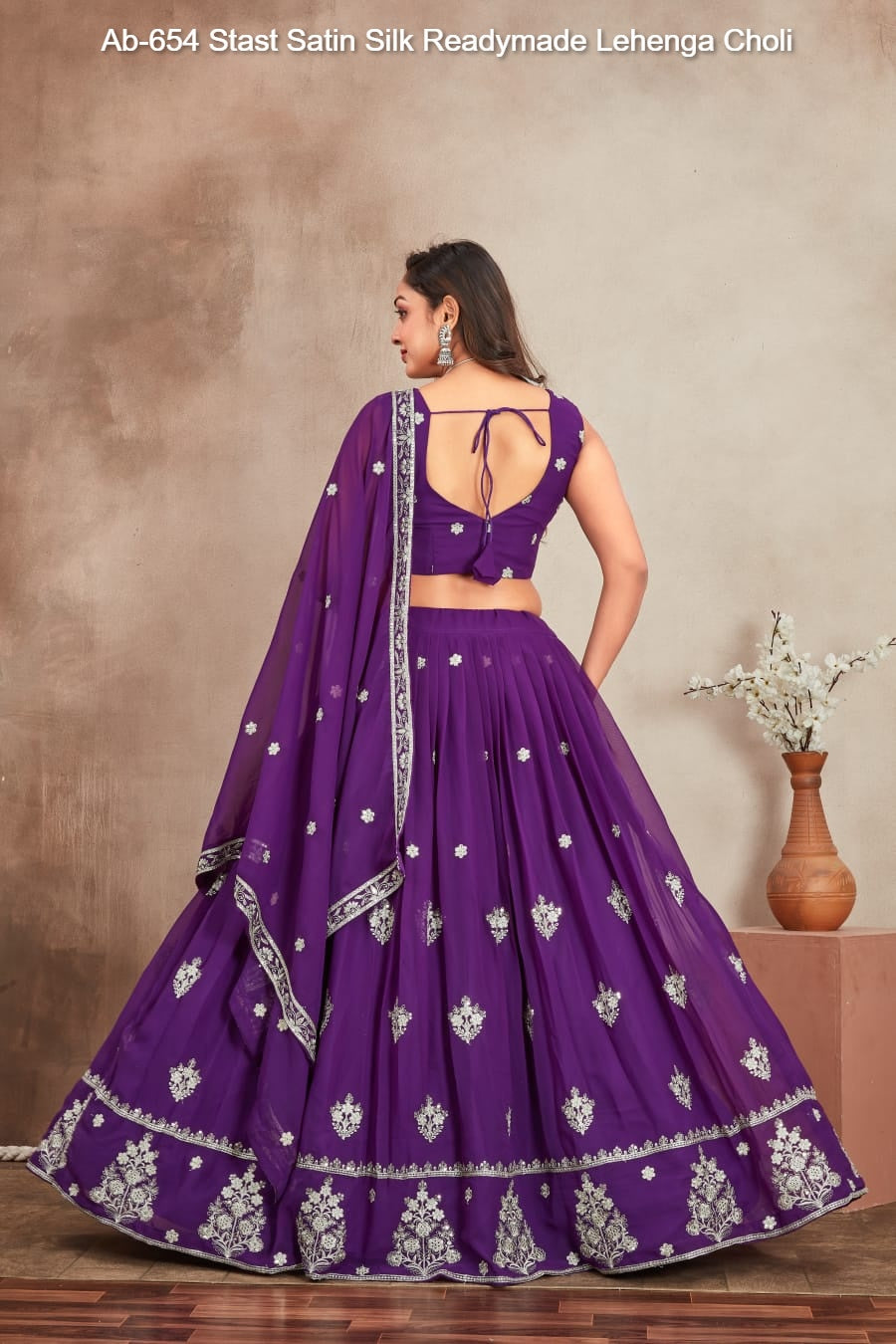 Ab-654 Stast Satin Silk Readymade Lehenga Choli
