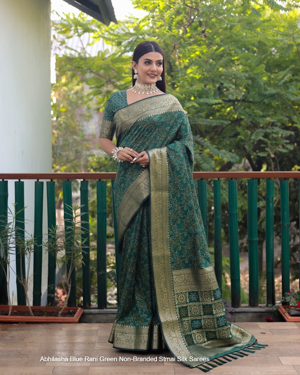 Abhilasha Blue Rani Green Non-Branded Stmai Silk Sarees