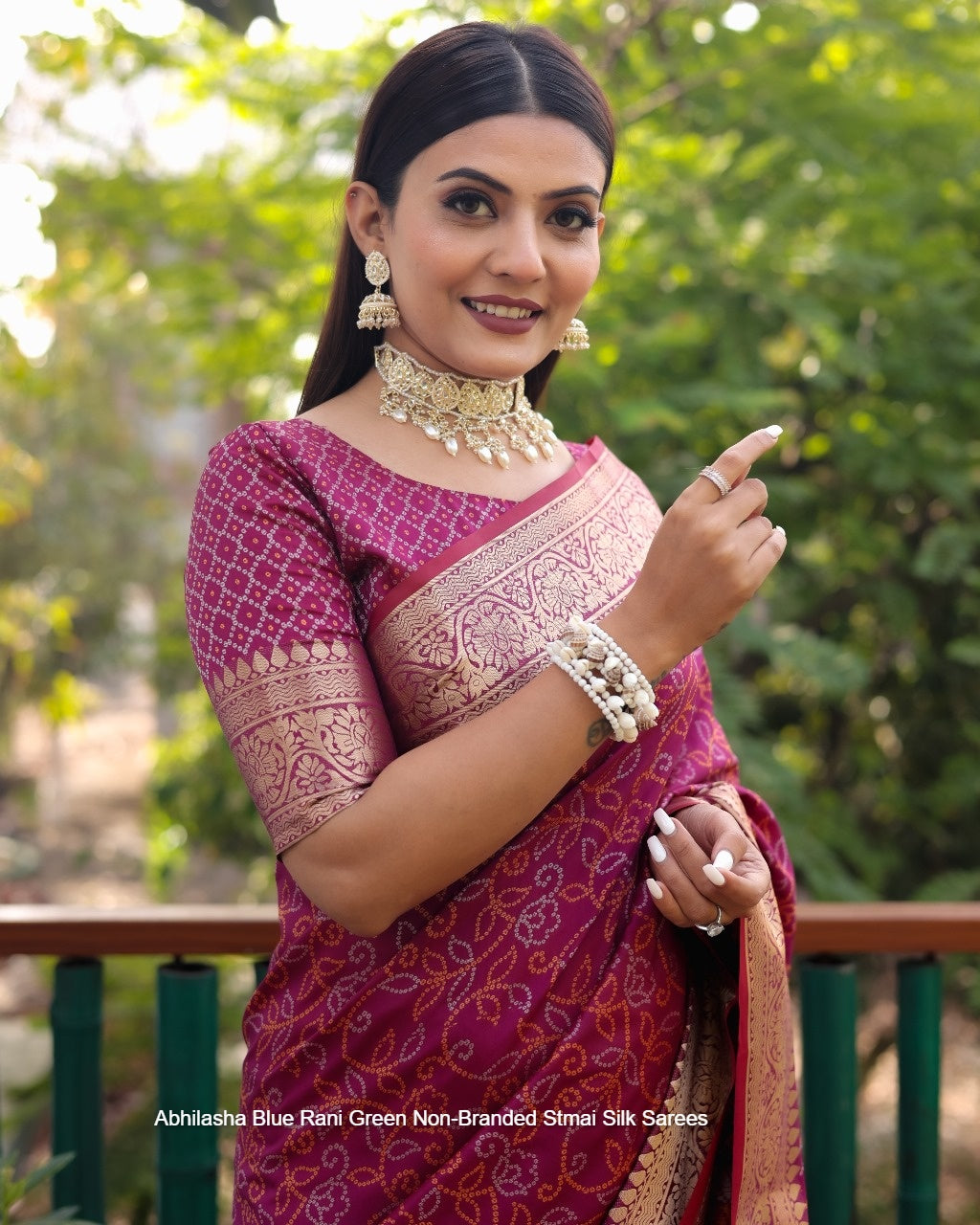 Abhilasha Blue Rani Green Non-Branded Stmai Silk Sarees