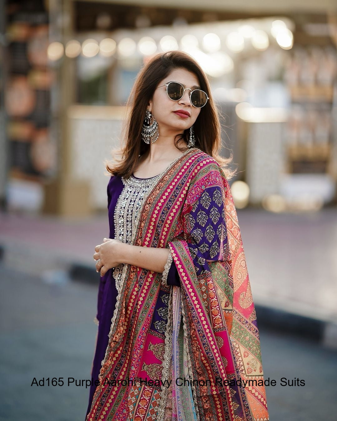 Ad165 Purple Aarohi Heavy Chinon Readymade Suits