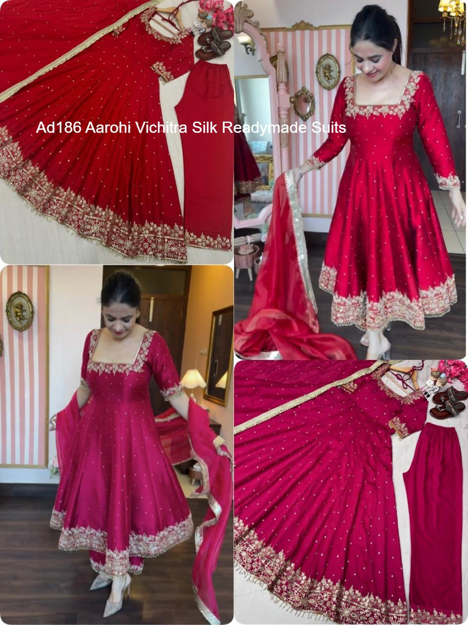 Ad186 Aarohi Vichitra Silk Readymade Suits