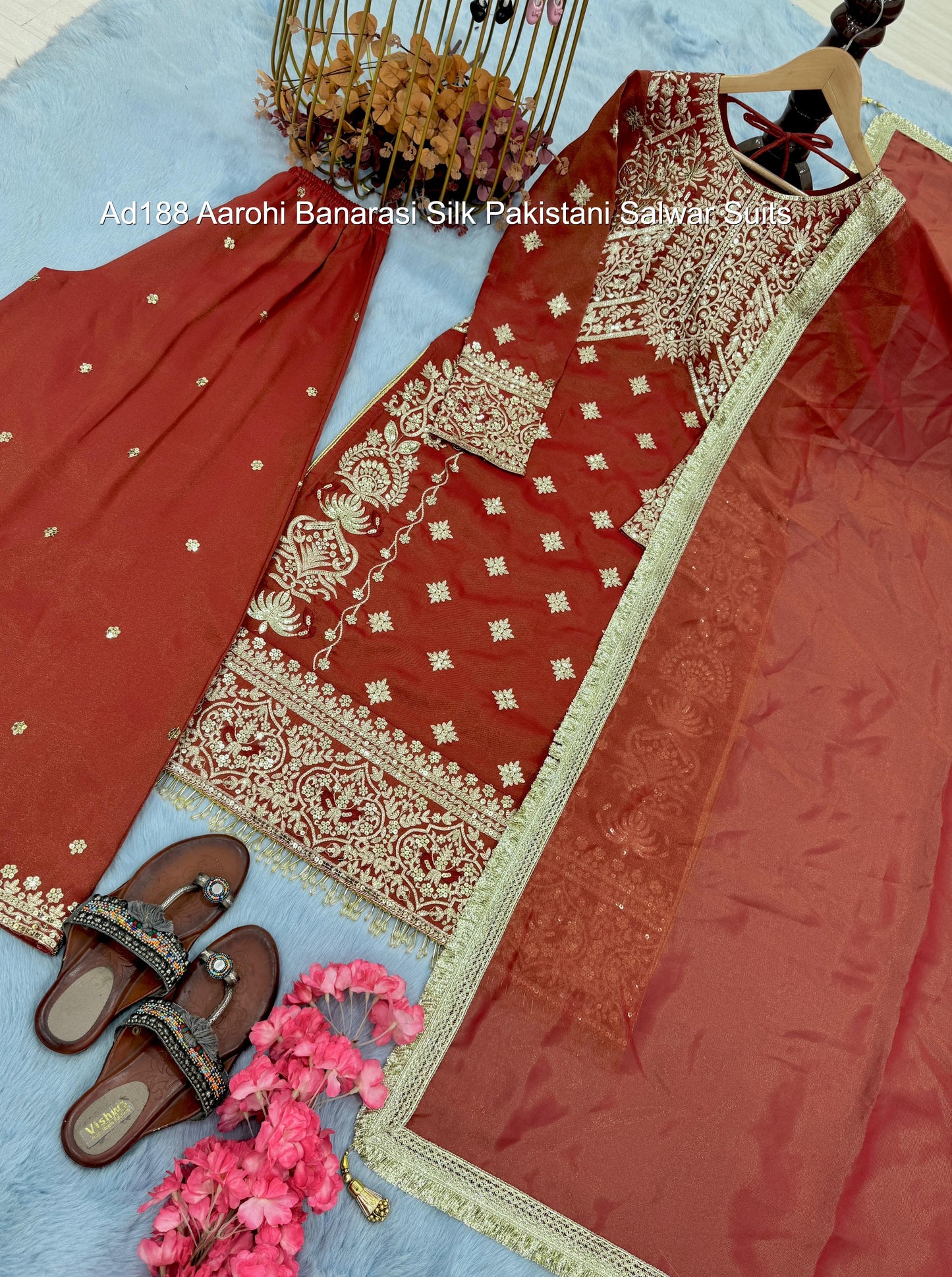 Ad188 Aarohi Banarasi Silk Pakistani Salwar Suits