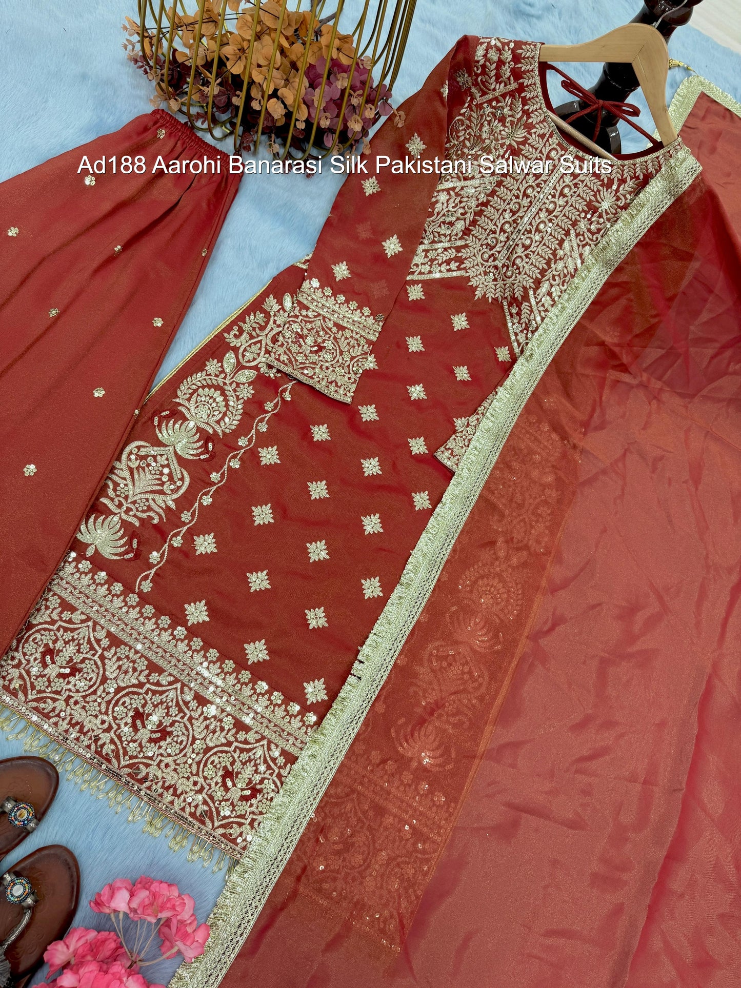 Ad188 Aarohi Banarasi Silk Pakistani Salwar Suits