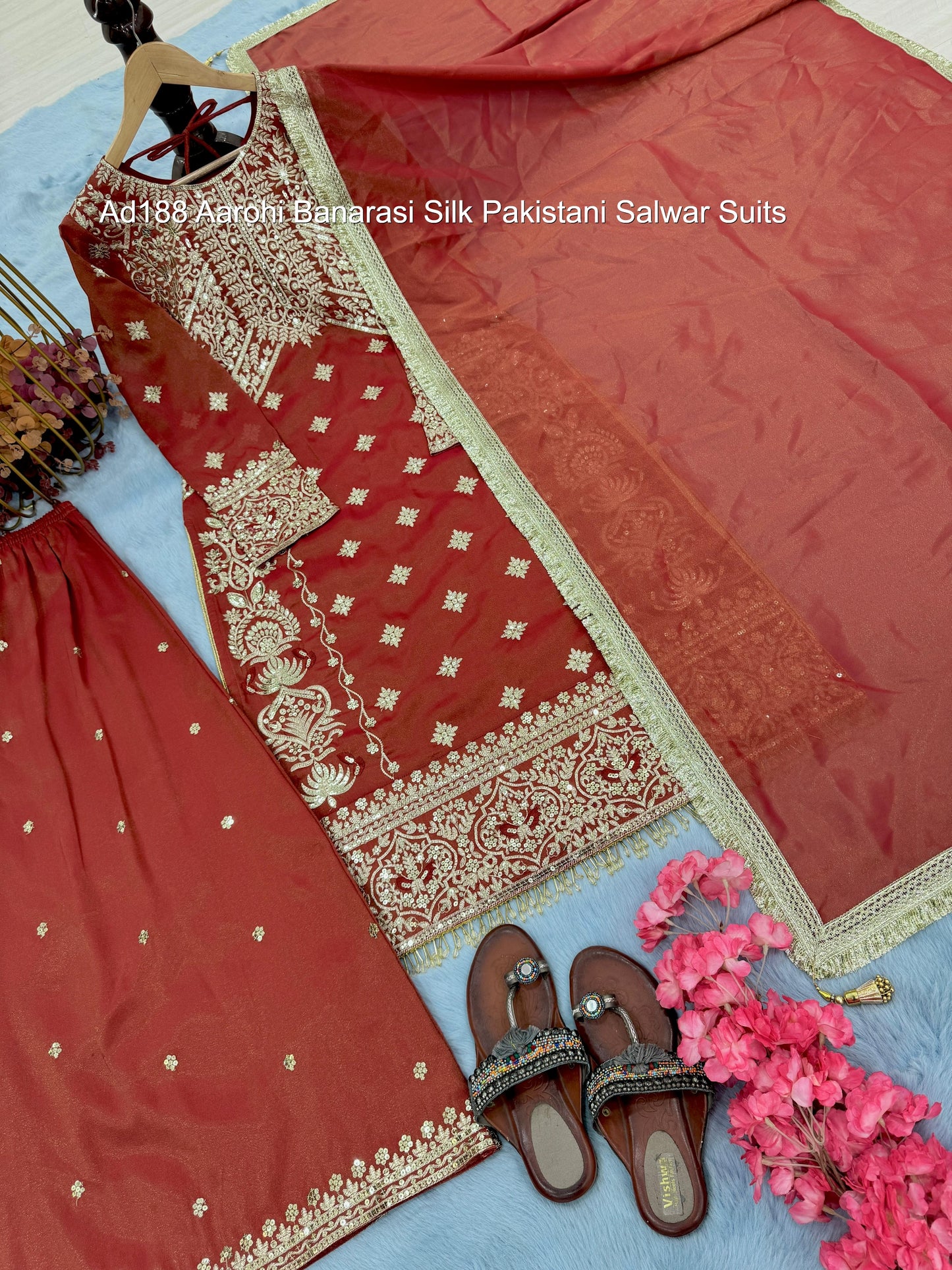 Ad188 Aarohi Banarasi Silk Pakistani Salwar Suits