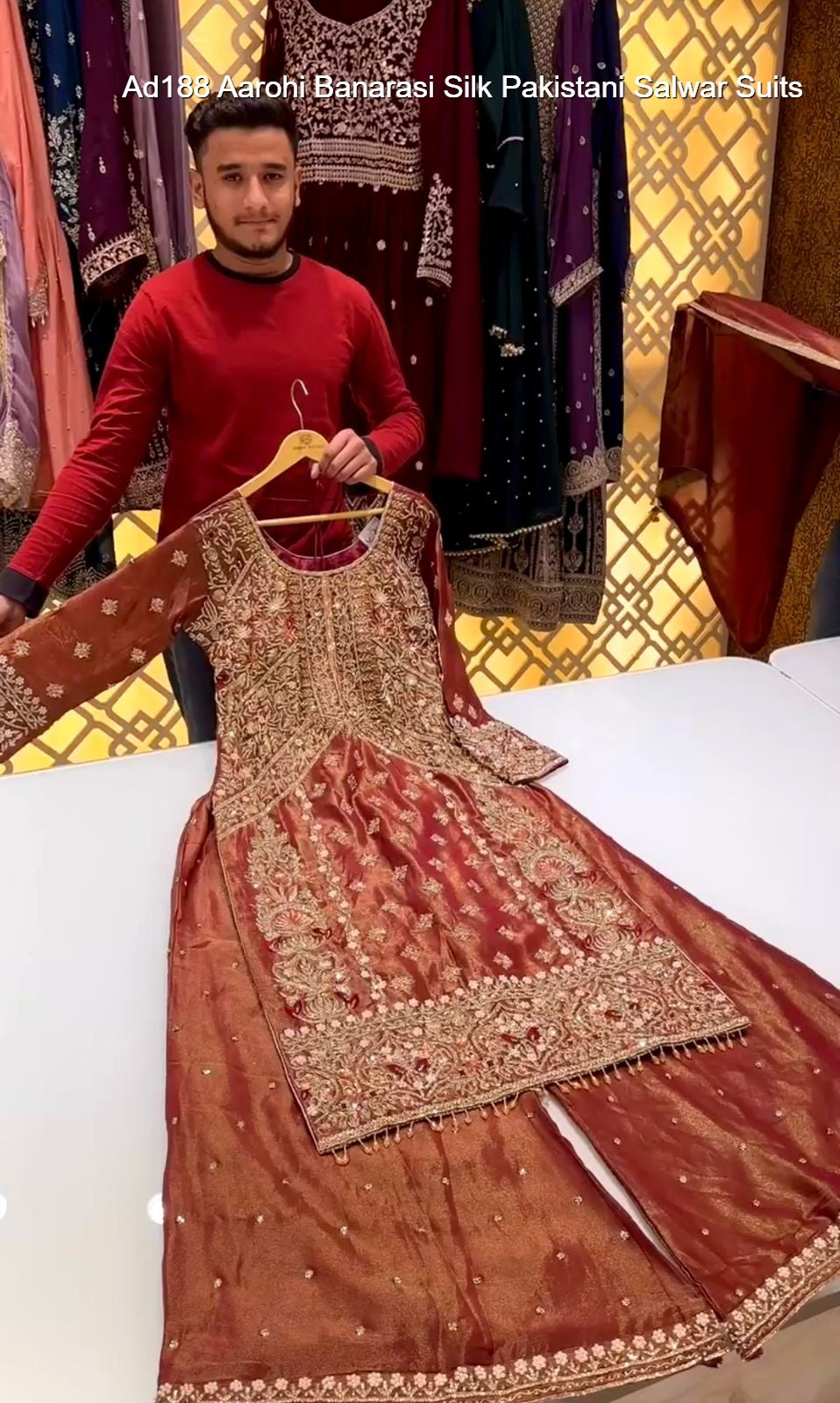 Ad188 Aarohi Banarasi Silk Pakistani Salwar Suits