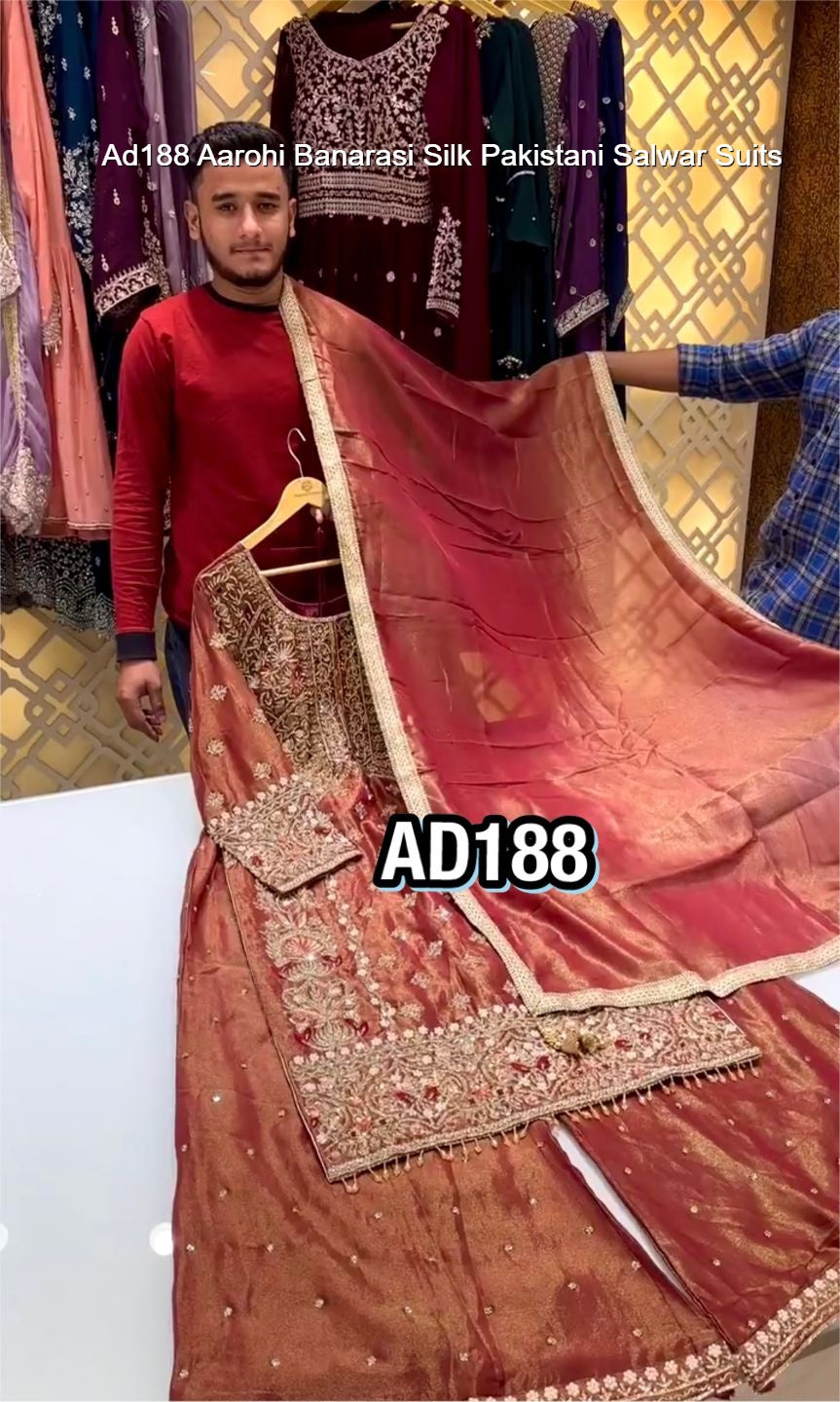 Ad188 Aarohi Banarasi Silk Pakistani Salwar Suits