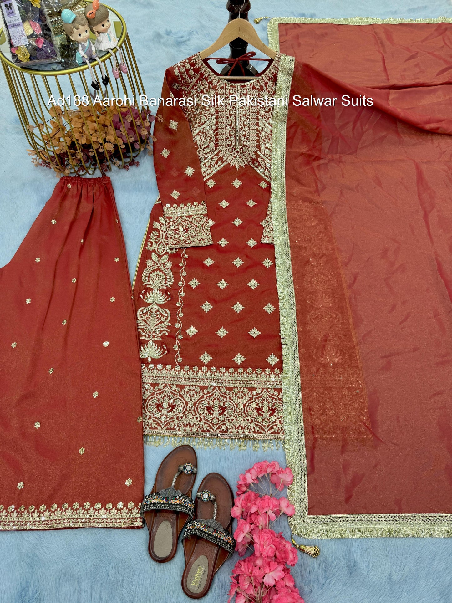 Ad188 Aarohi Banarasi Silk Pakistani Salwar Suits