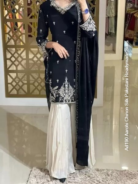 Ad190 Aarohi Chinon Silk Pakistani Readymade Suits