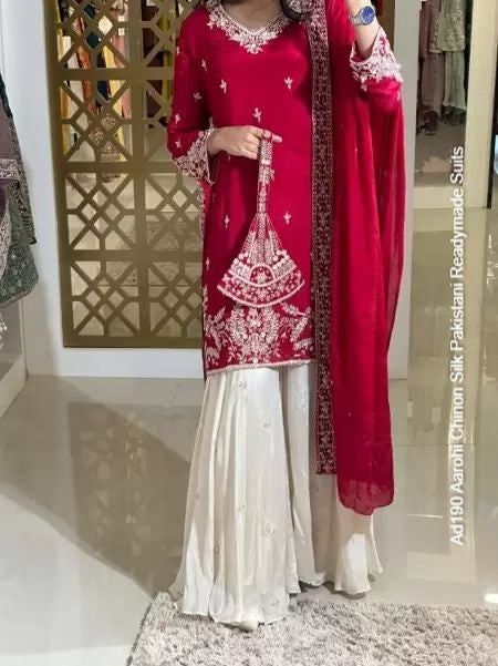 Ad190 Aarohi Chinon Silk Pakistani Readymade Suits