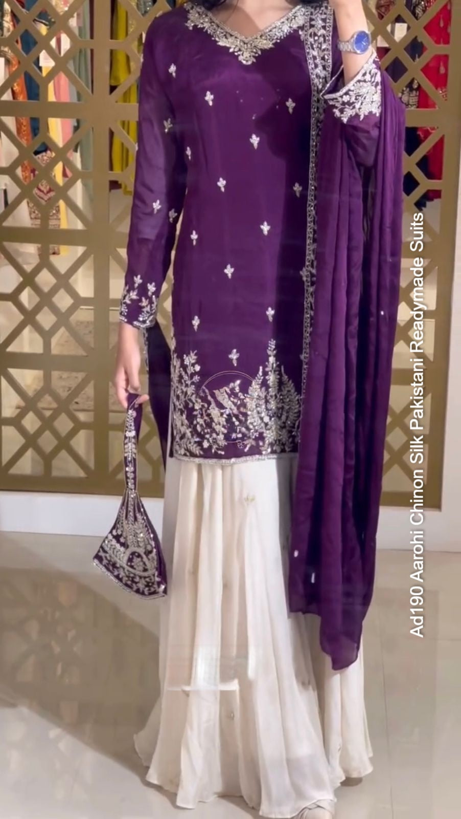 Ad190 Aarohi Chinon Silk Pakistani Readymade Suits