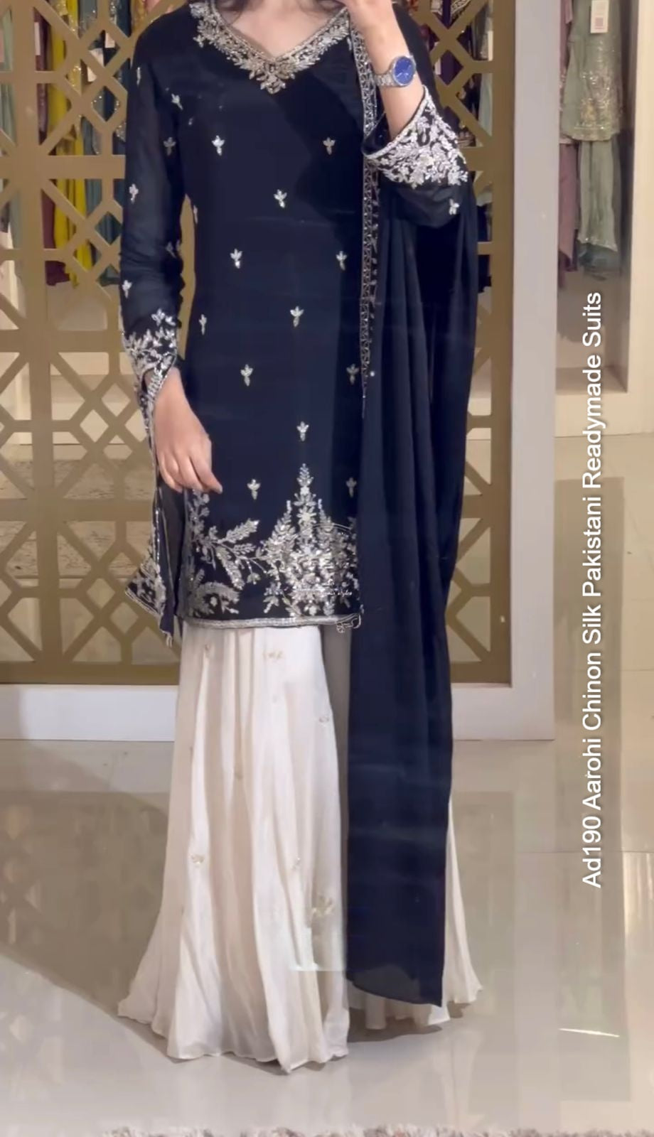 Ad190 Aarohi Chinon Silk Pakistani Readymade Suits