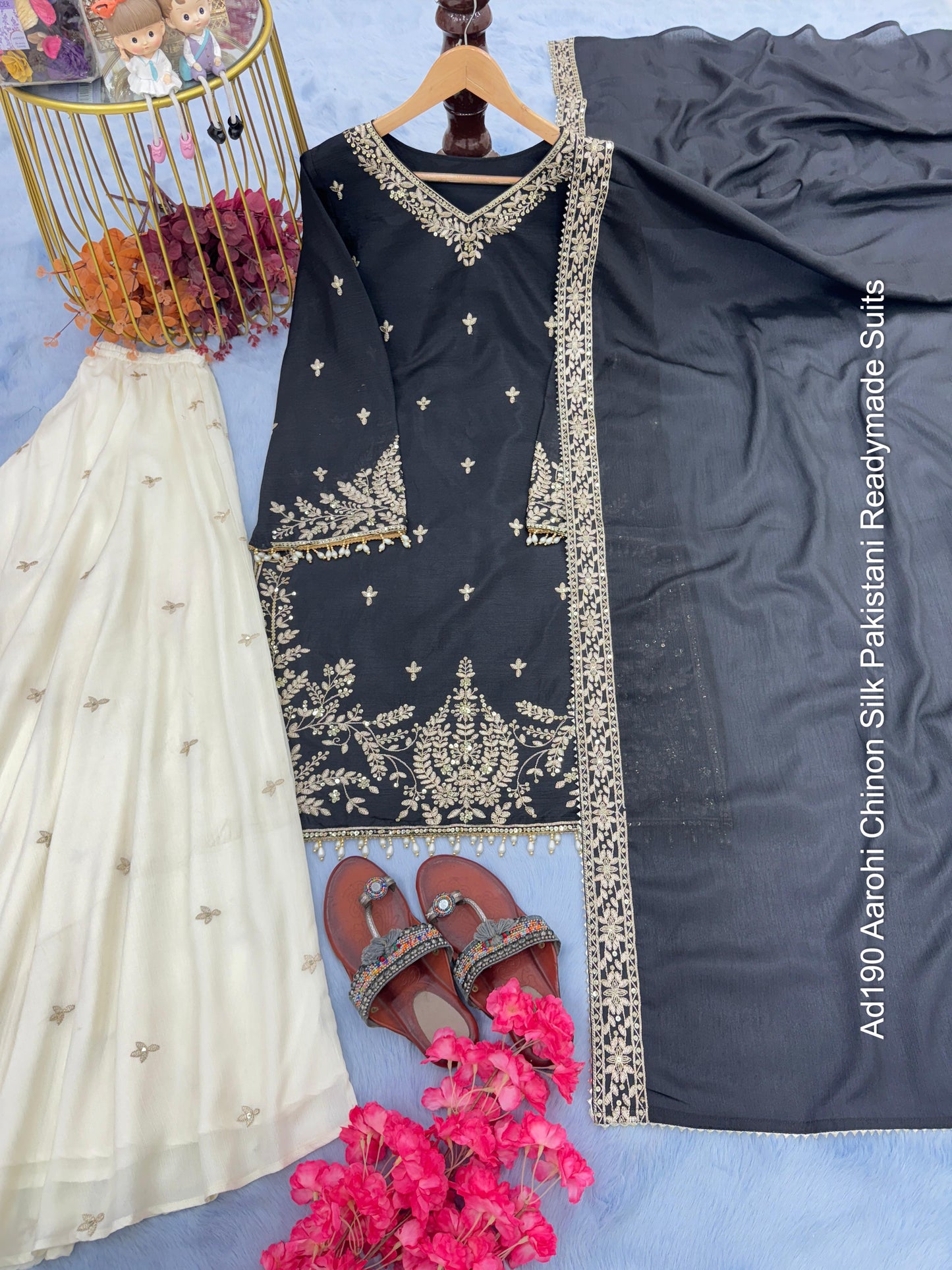 Ad190 Aarohi Chinon Silk Pakistani Readymade Suits