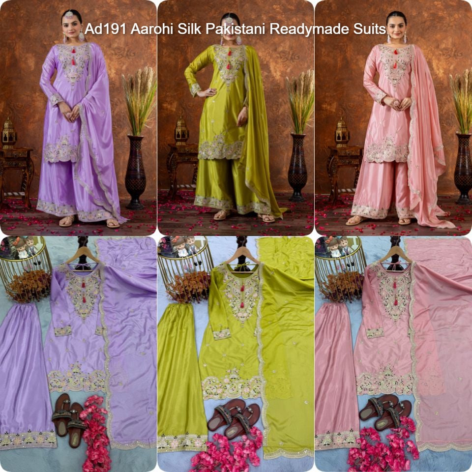 Ad191 Aarohi Silk Pakistani Readymade Suits