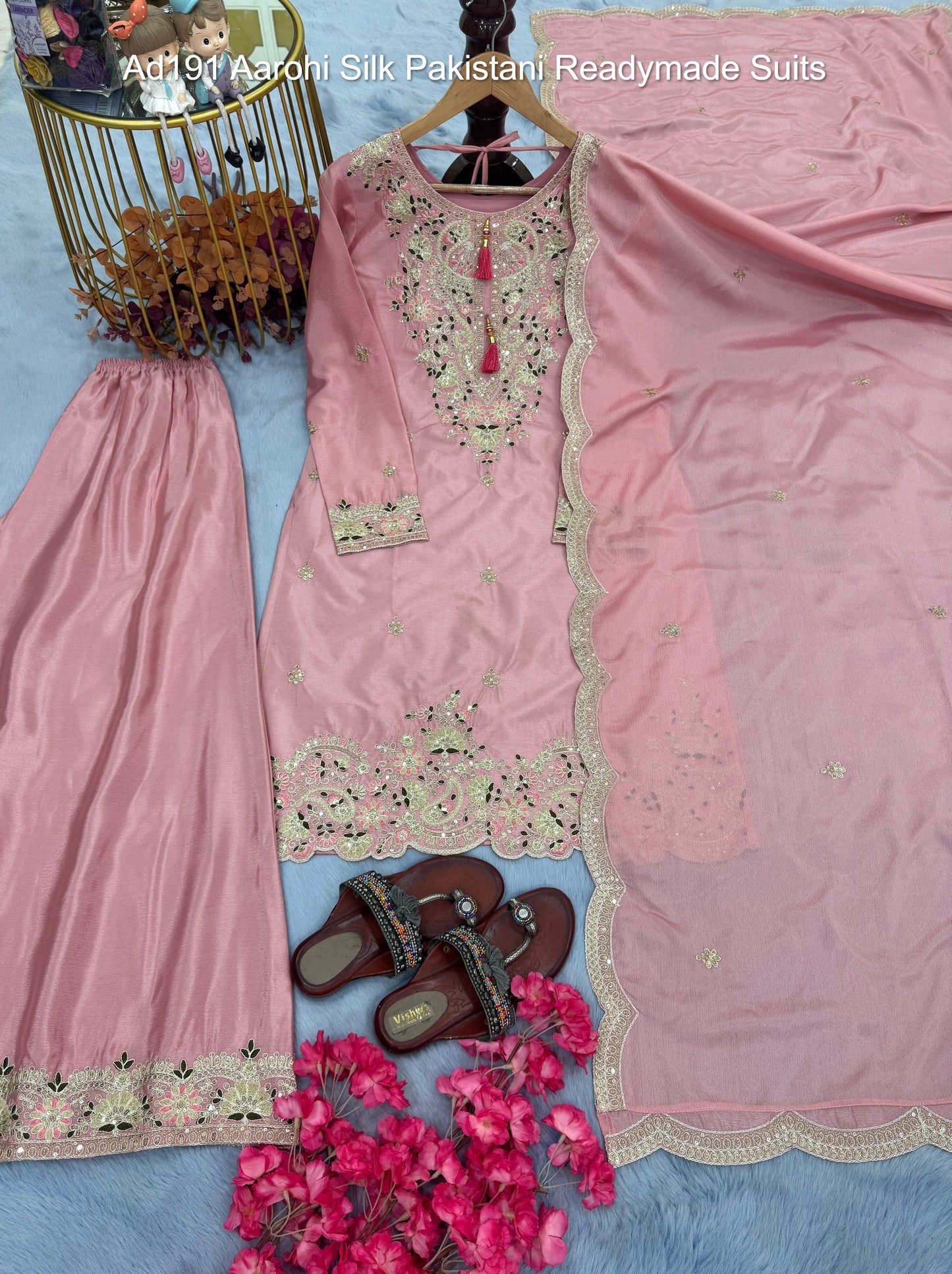 Ad191 Aarohi Silk Pakistani Readymade Suits