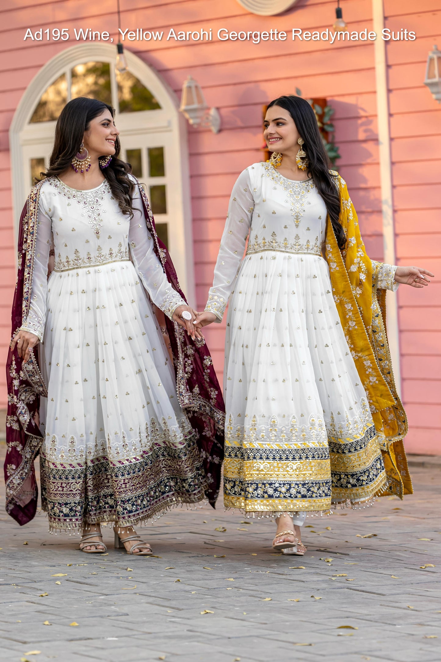 Ad195 Wine, Yellow Aarohi Georgette Readymade Suits