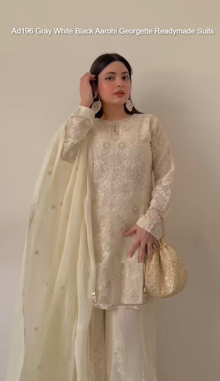 Ad196 Gray White Black Aarohi Georgette Readymade Suits