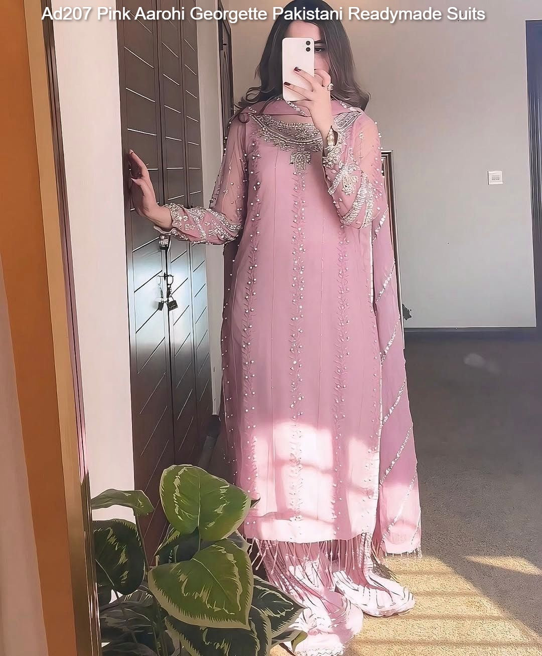 Ad207 Pink Aarohi Georgette Pakistani Readymade Suits