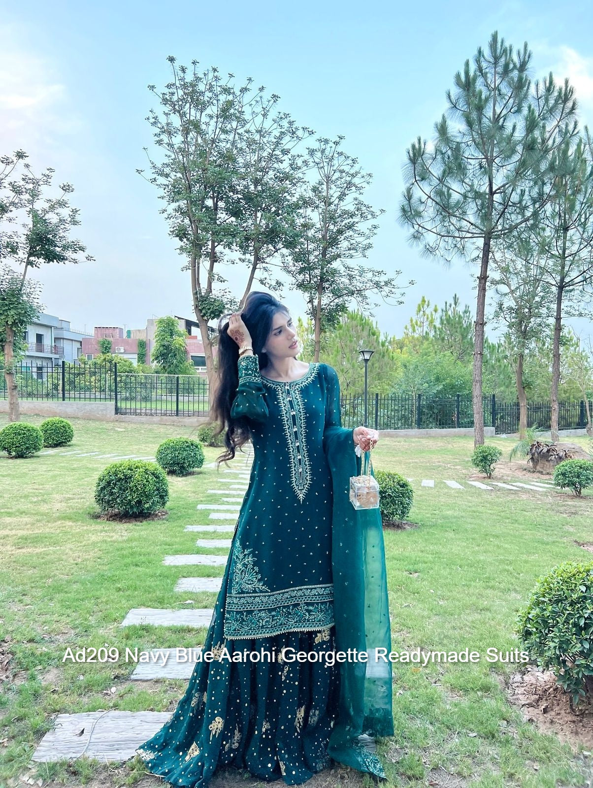 Ad209 Navy Blue Aarohi Georgette Readymade Suits