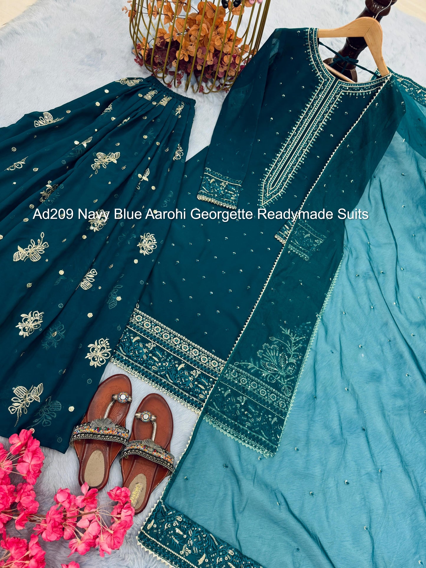 Ad209 Navy Blue Aarohi Georgette Readymade Suits