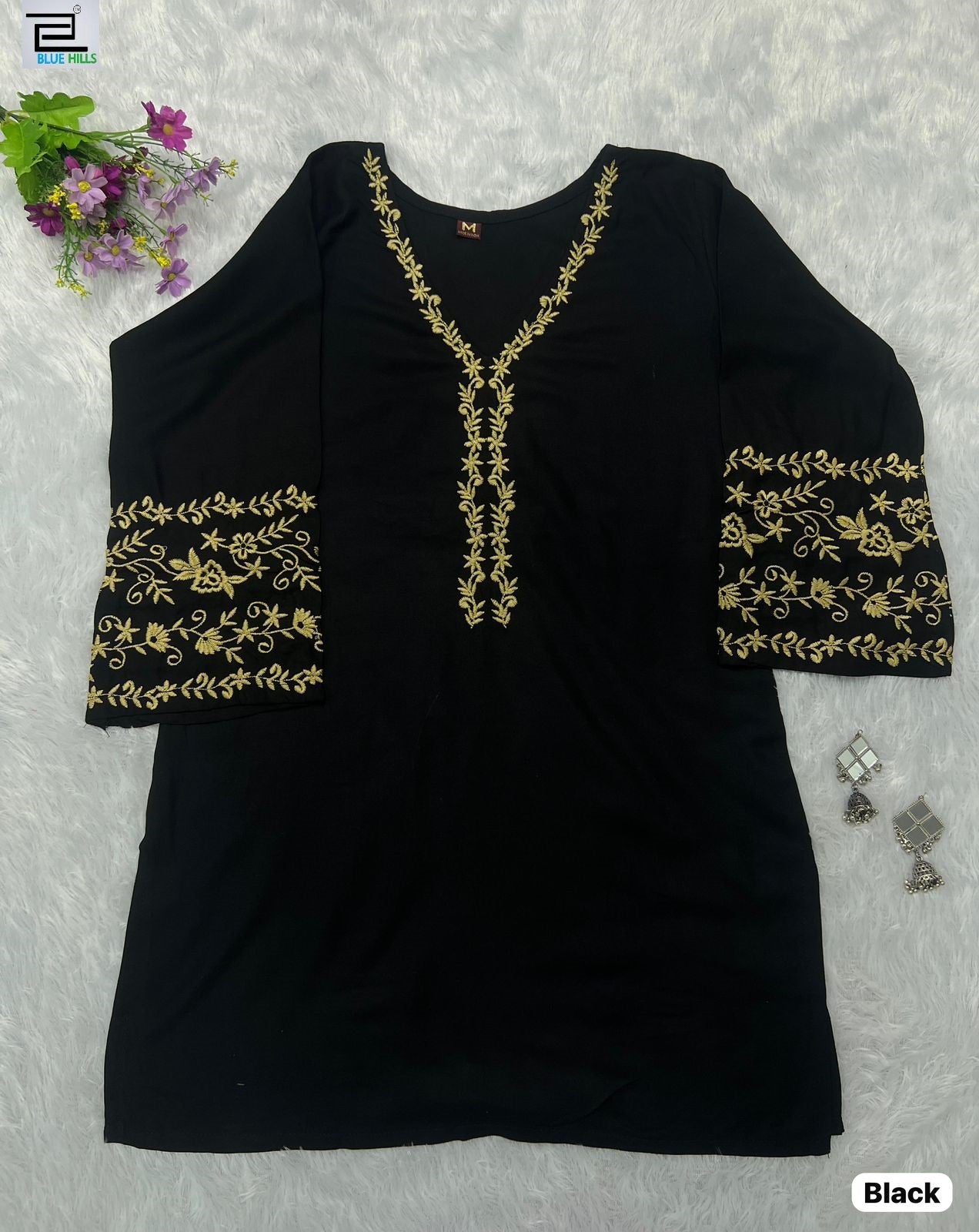 Adda Vol 5 Black Bluehills Heavy Rayon Short Kurti