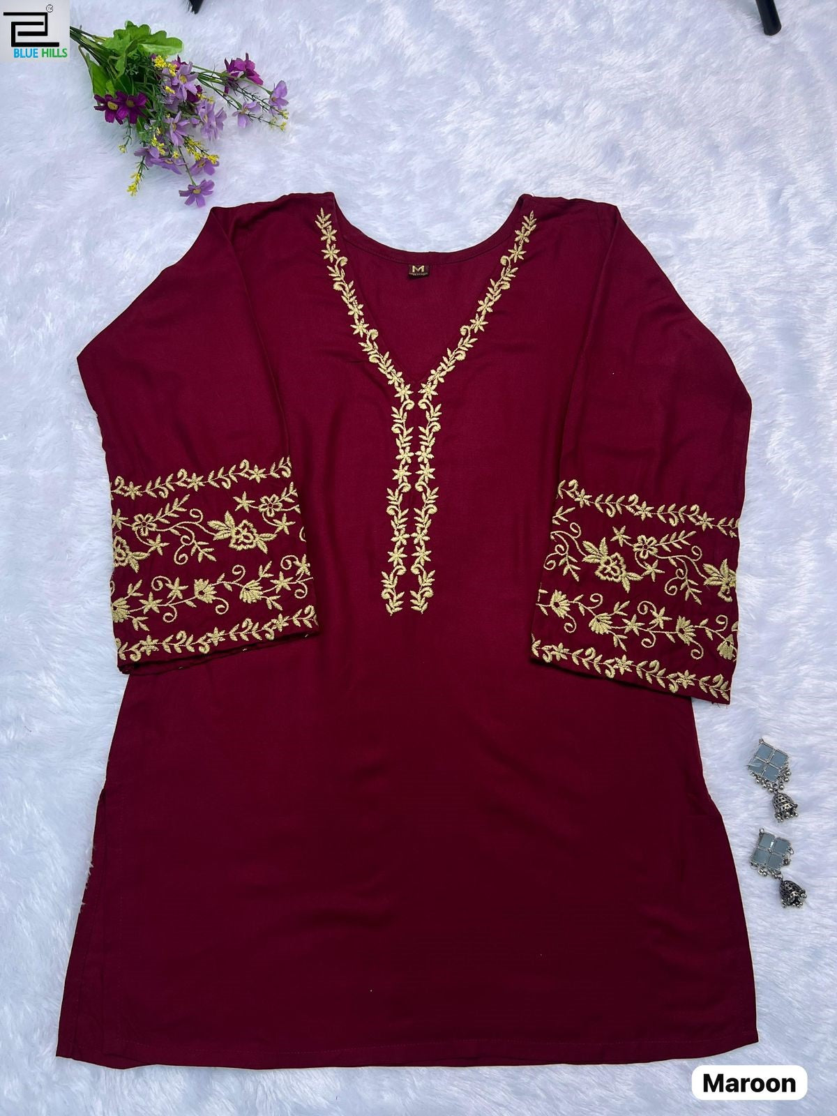 Adda Vol 5 Maroon Bluehills Heavy Rayon Short Kurti