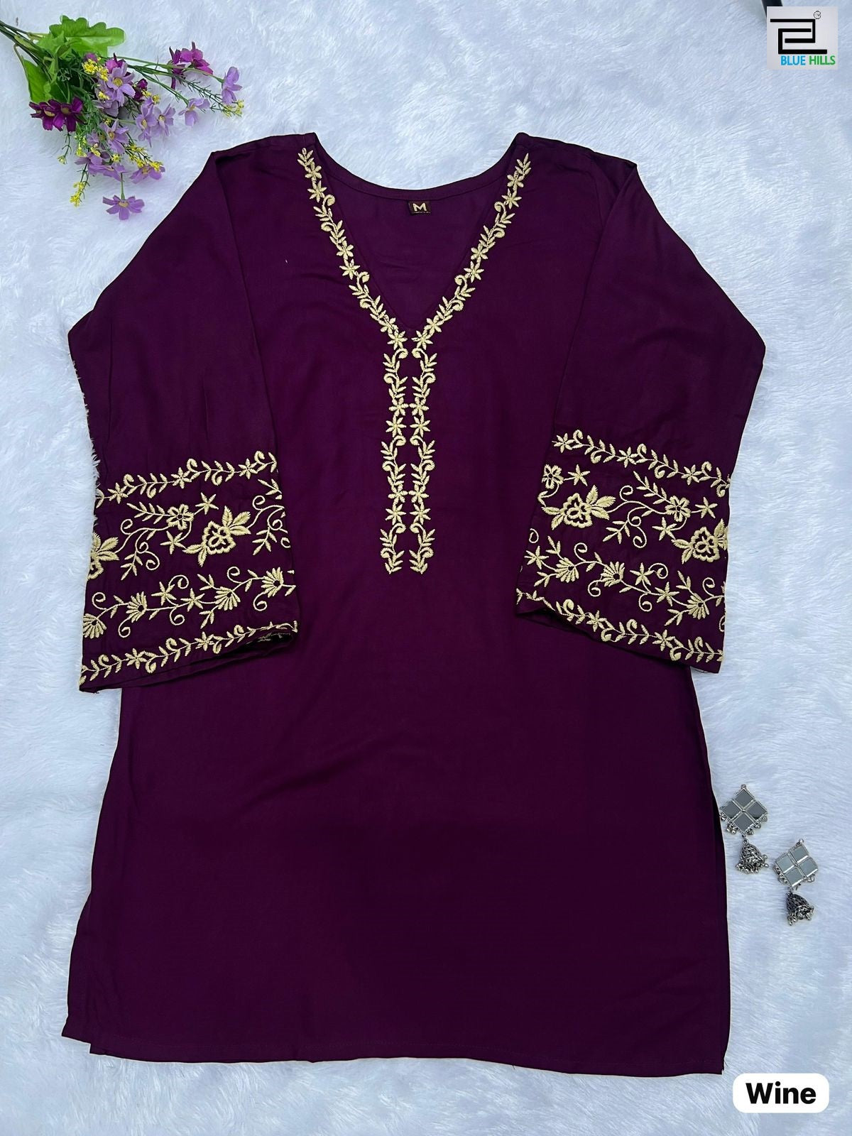 Adda Vol 5 Wine Bluehills Heavy Rayon Short Kurti