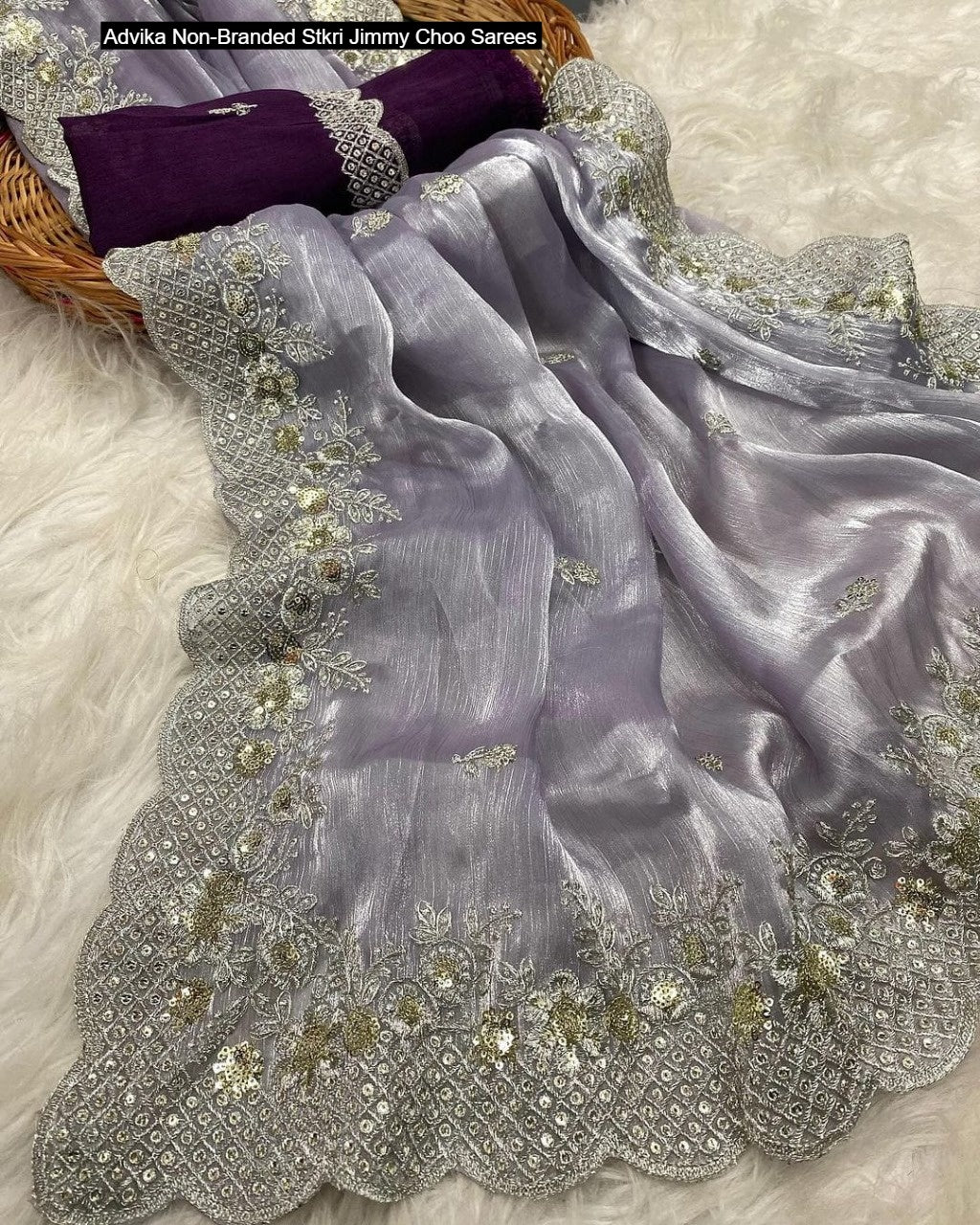 Advika Non-Branded Stkri Jimmy Choo Sarees