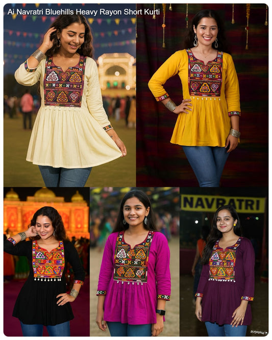 Ai Navratri Bluehills Heavy Rayon Short Kurti