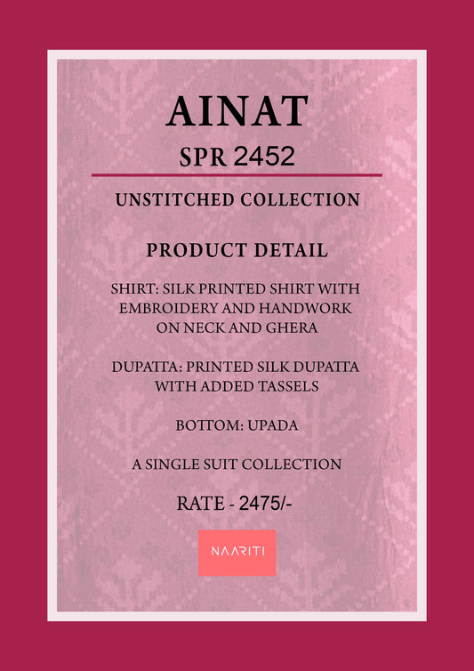 Ainat 2452 Naariti Silk Unstitched Suits