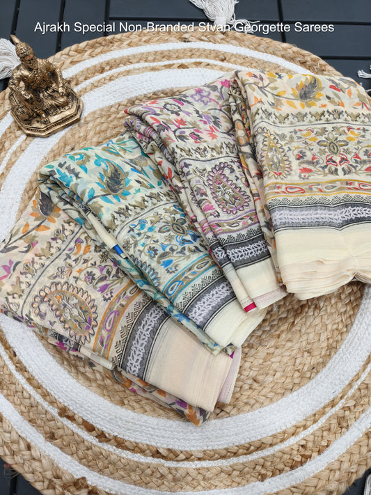 Ajrakh Special Non-Branded Stvan Georgette Sarees