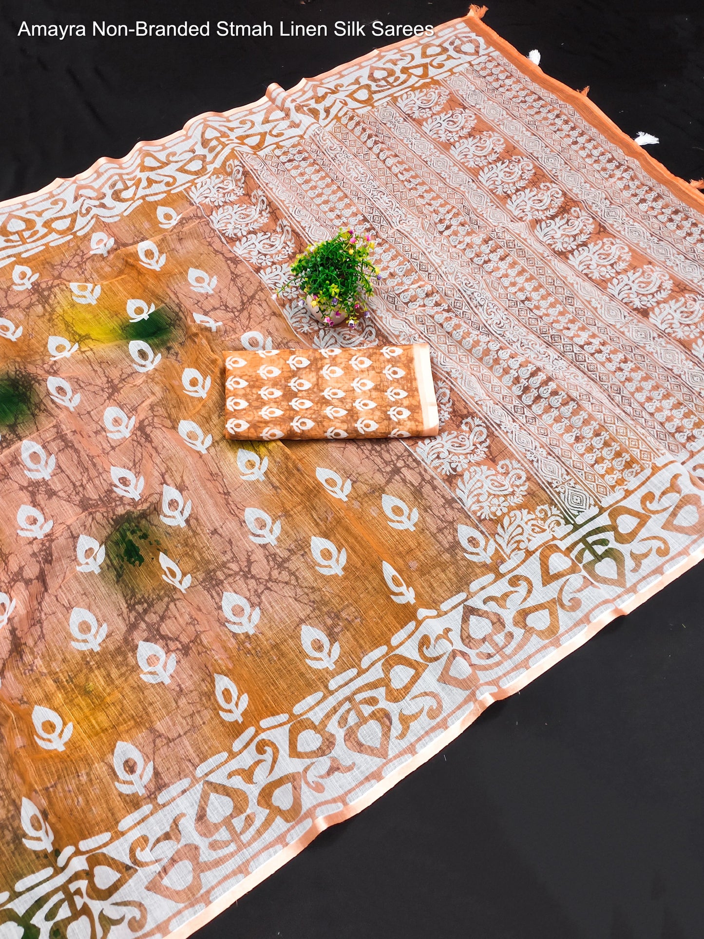 Amayra Non-Branded Stmah Linen Silk Sarees