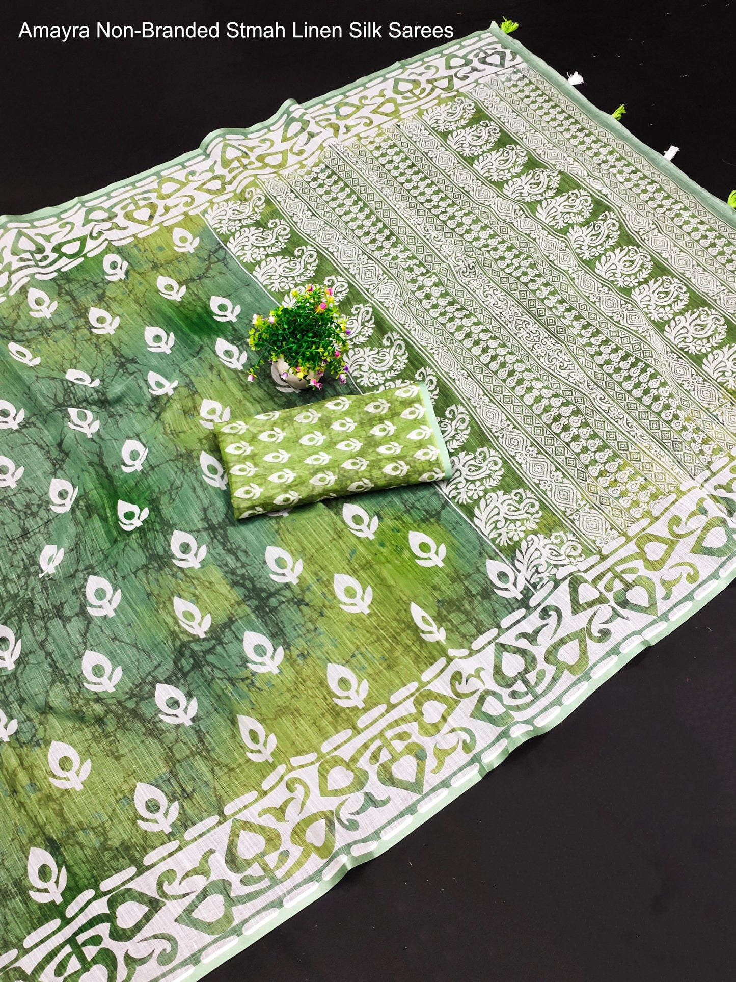 Amayra Non-Branded Stmah Linen Silk Sarees
