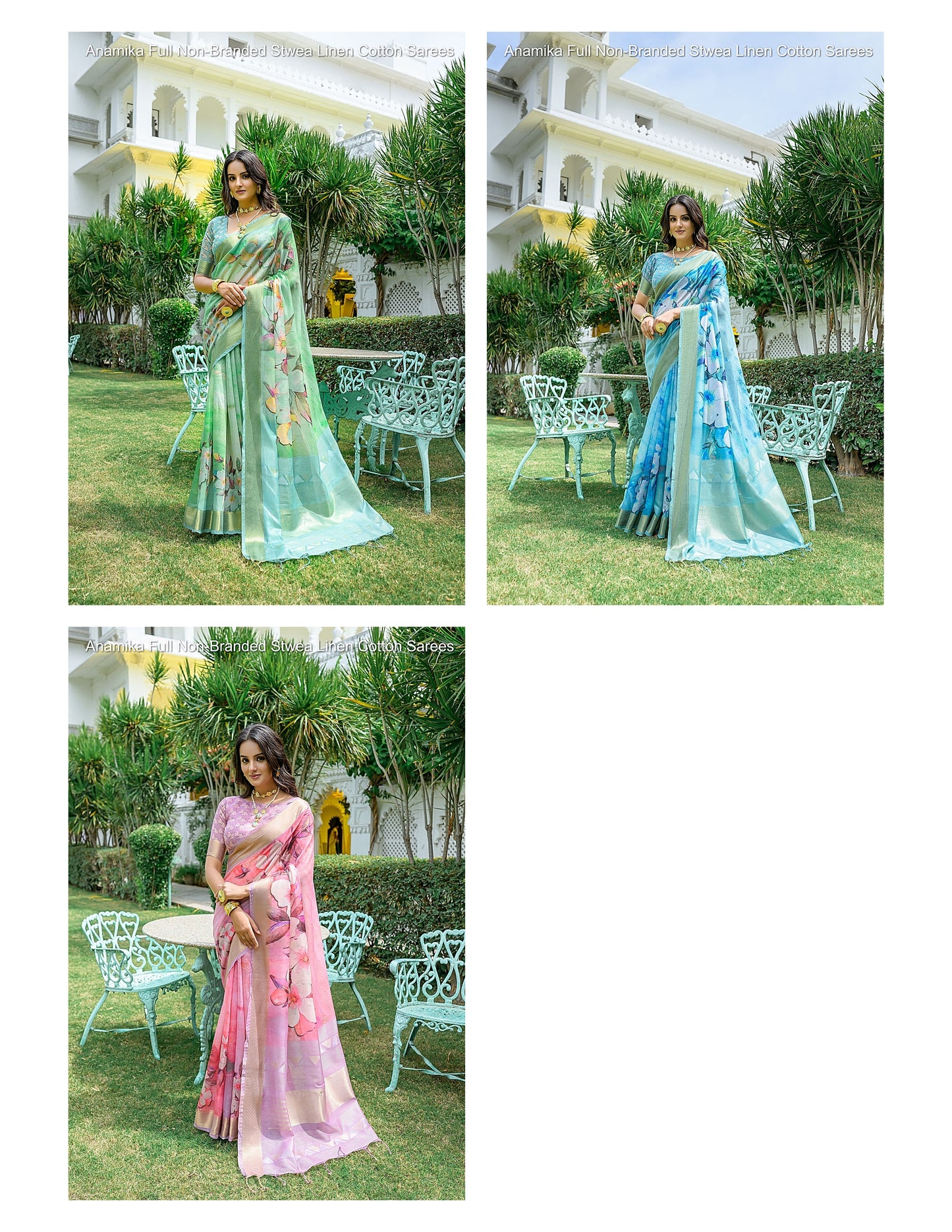 Anamika Full Non-Branded Stwea Linen Cotton Sarees