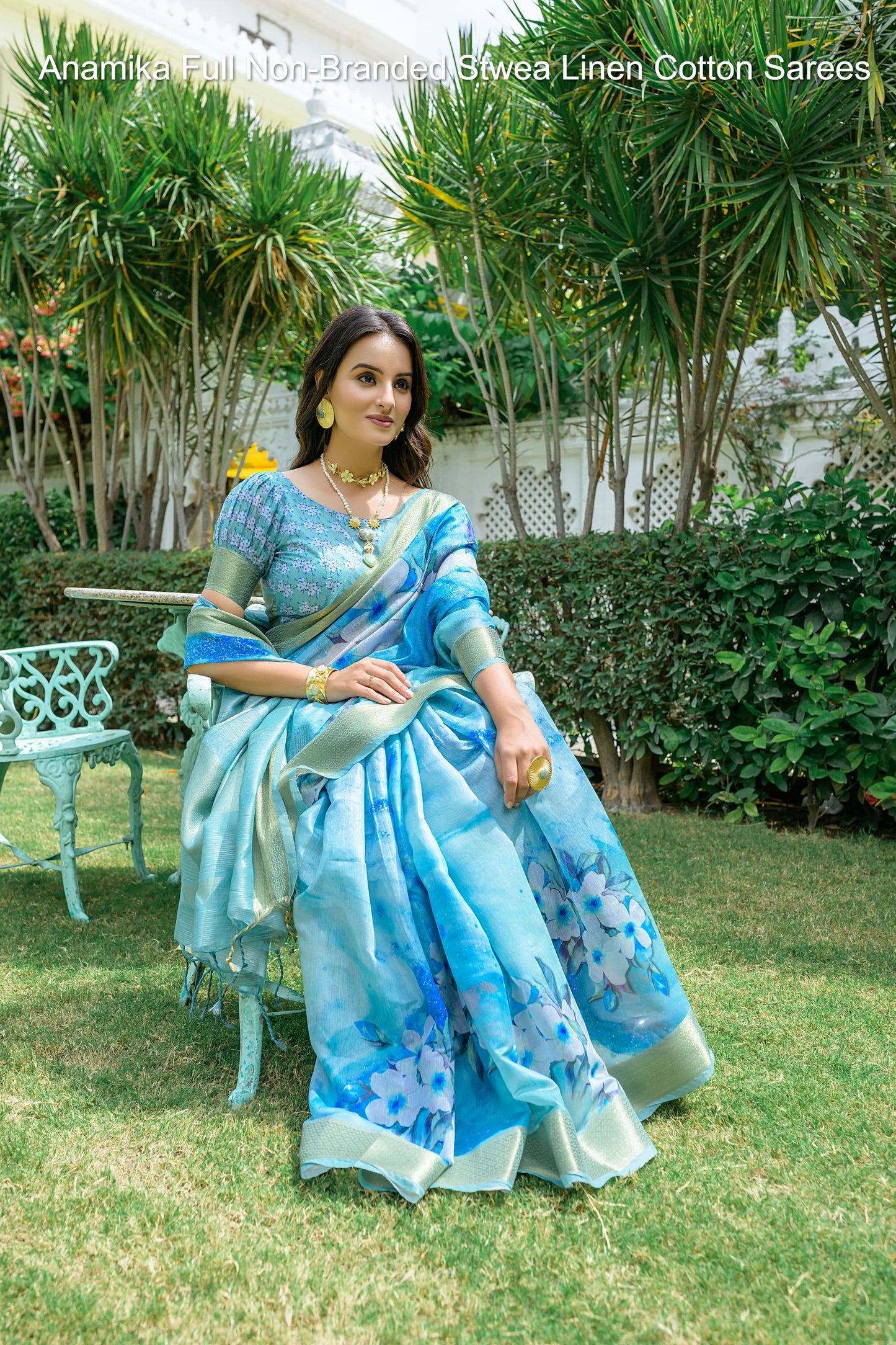 Anamika Full Non-Branded Stwea Linen Cotton Sarees