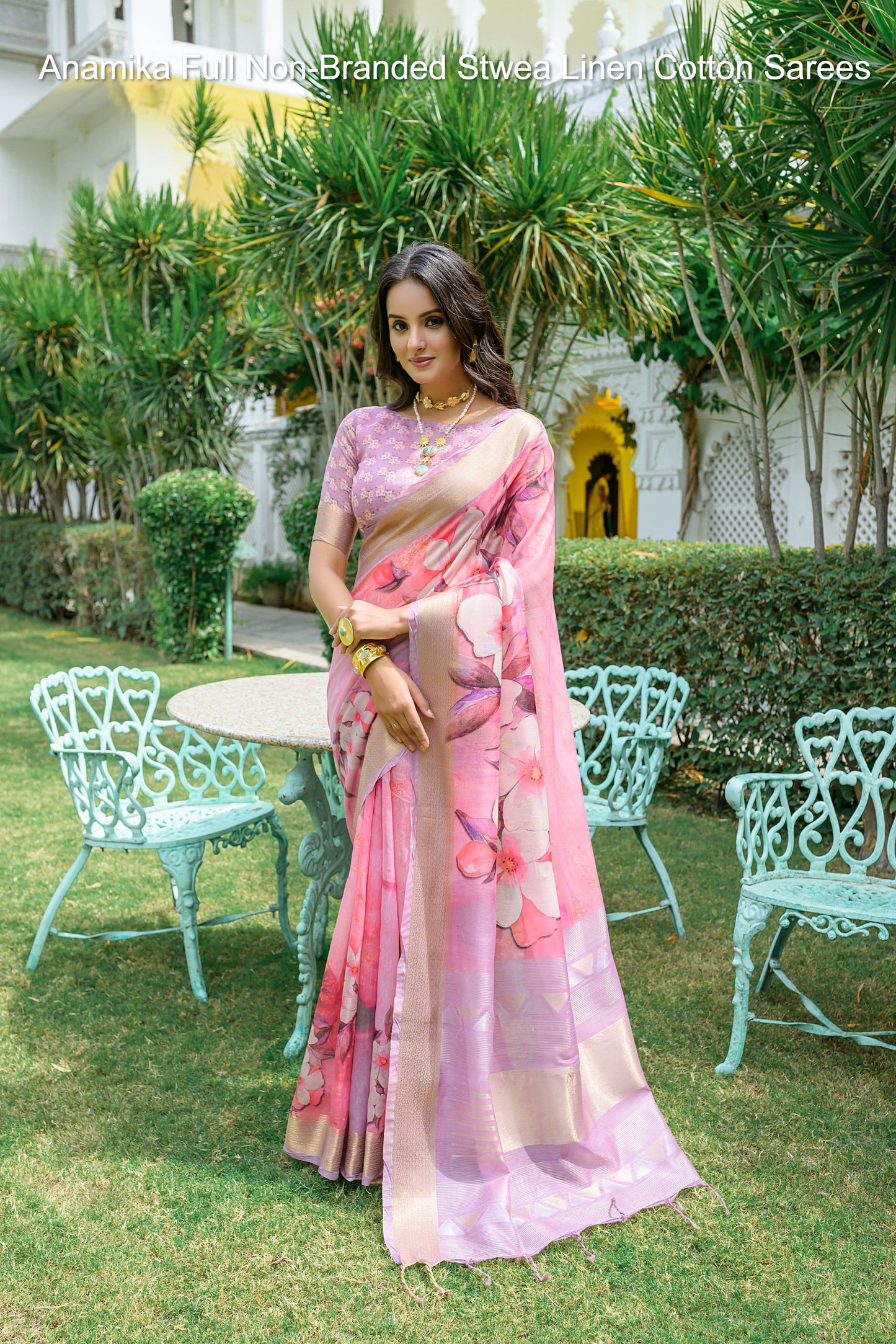 Anamika Full Non-Branded Stwea Linen Cotton Sarees