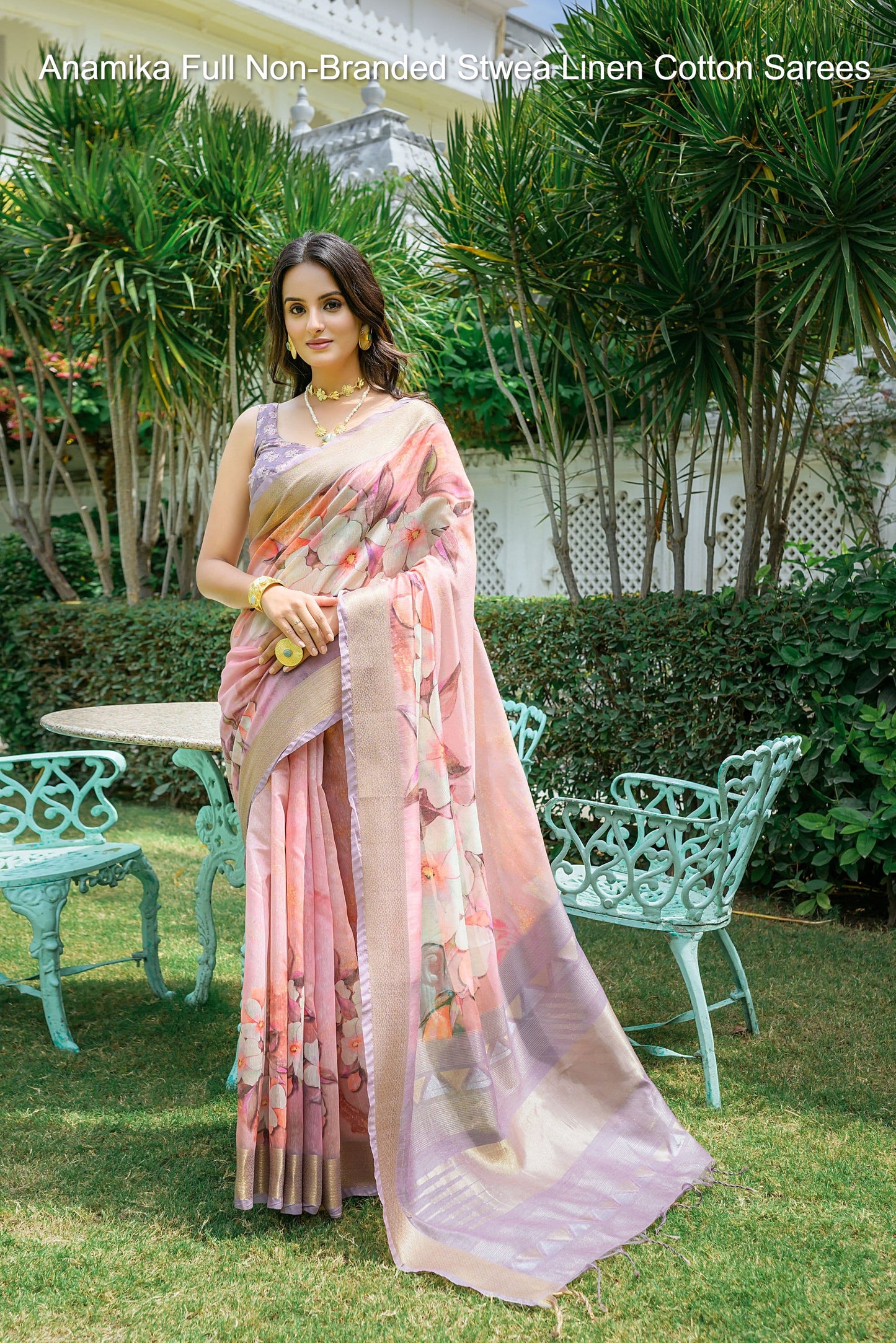 Anamika Full Non-Branded Stwea Linen Cotton Sarees