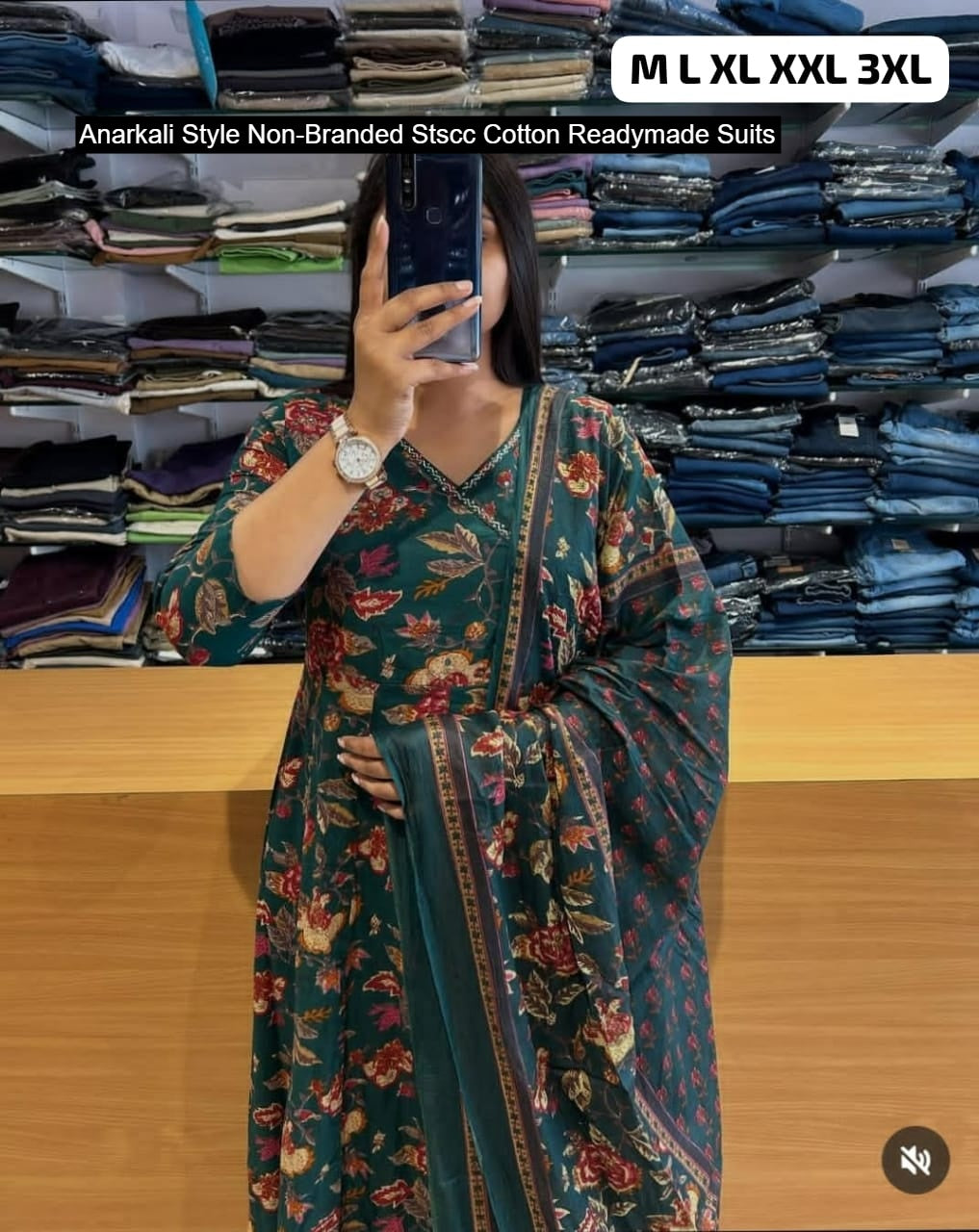 Anarkali Style Non-Branded Stscc Cotton Readymade Suits
