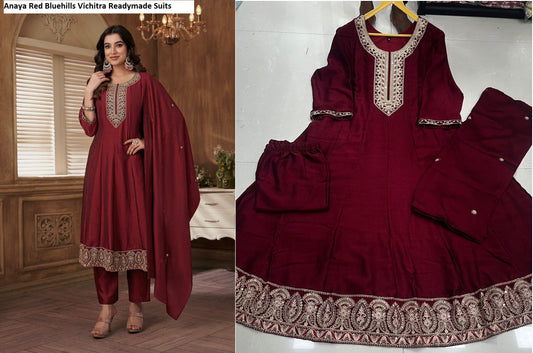 Anaya Maroon Bluehills Vichitra Readymade Suits