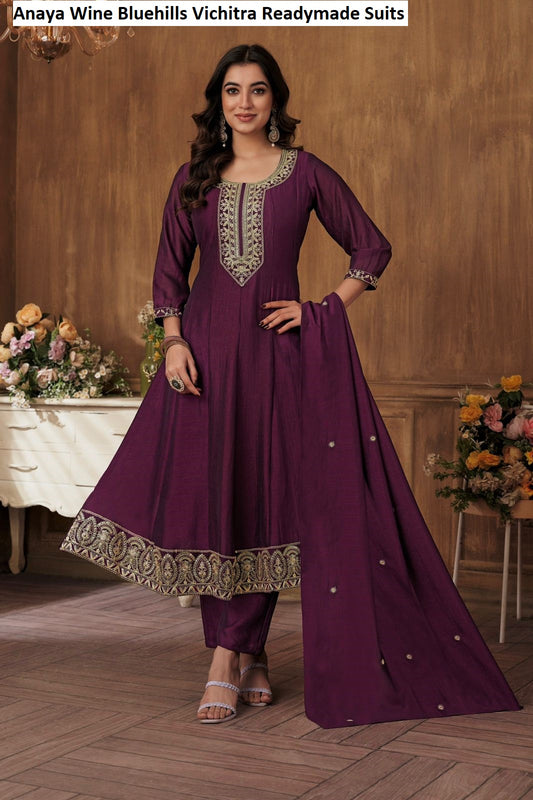 Anaya Wine Bluehills Vichitra Readymade Suits