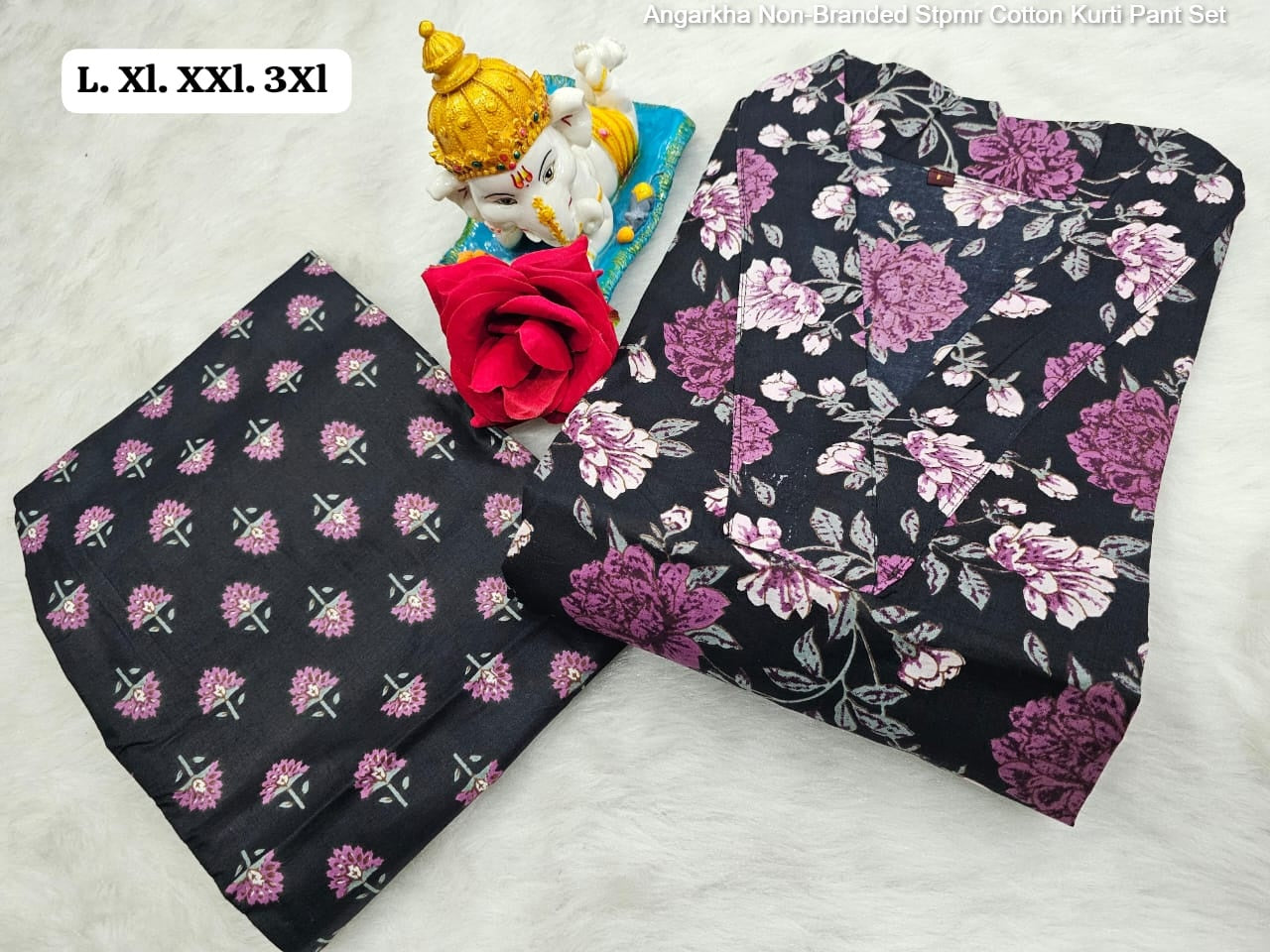 Angarkha Non-Branded Stpmr Cotton Kurti Pant Set