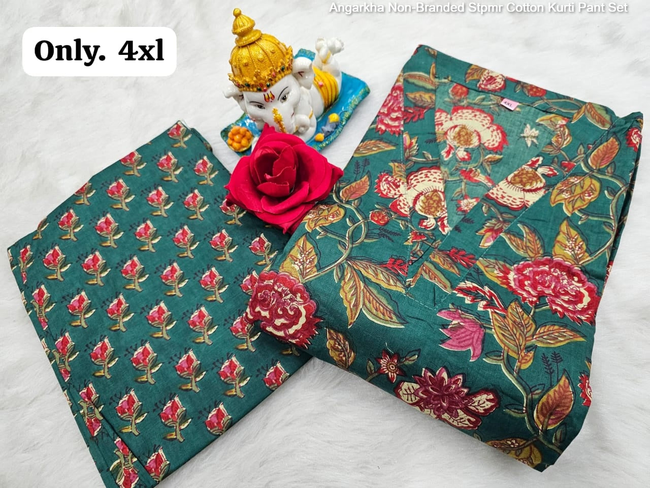 Angarkha Non-Branded Stpmr Cotton Kurti Pant Set