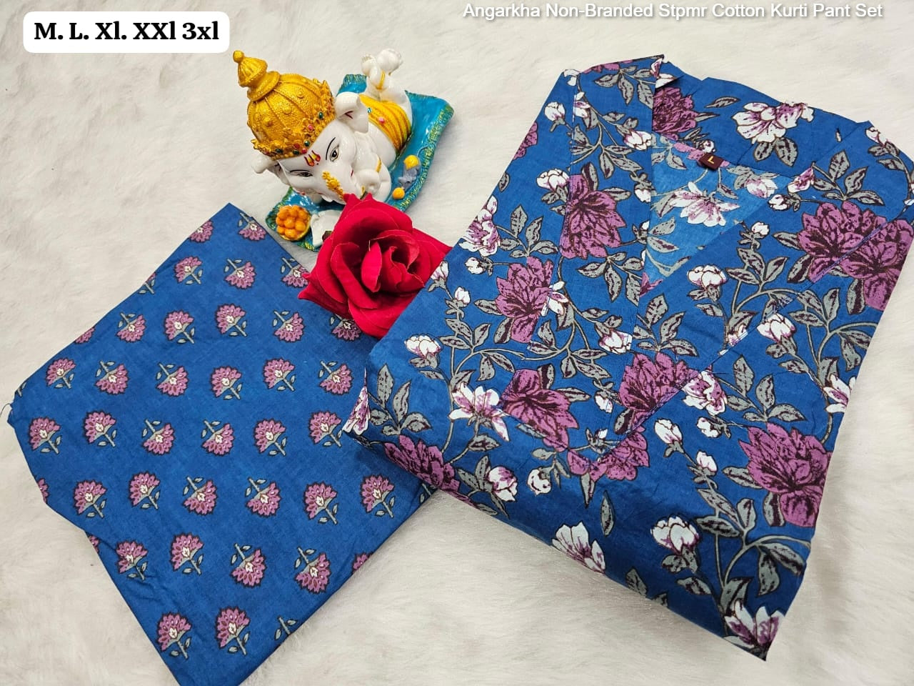 Angarkha Non-Branded Stpmr Cotton Kurti Pant Set