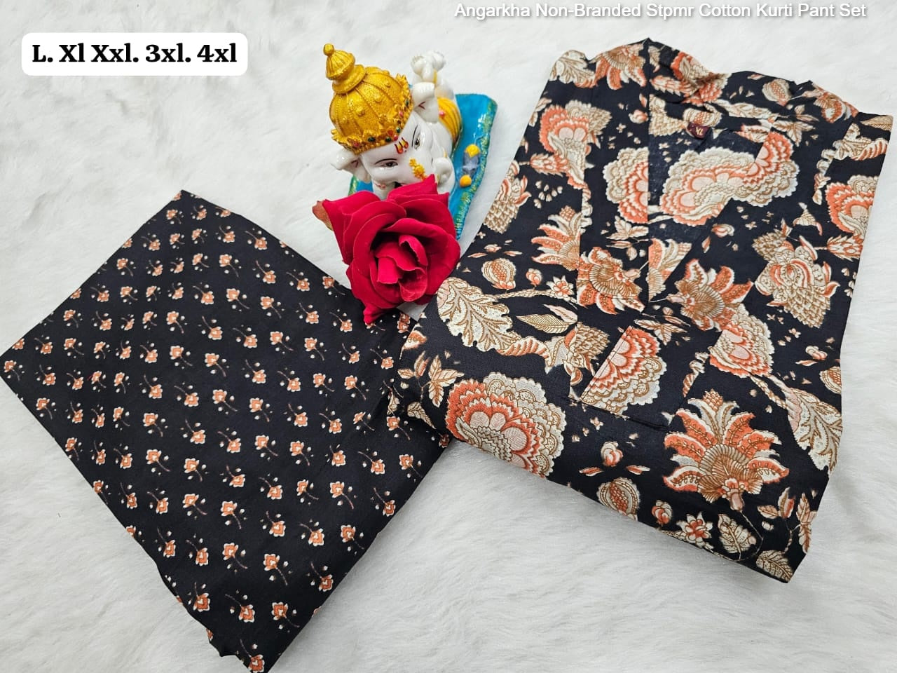 Angarkha Non-Branded Stpmr Cotton Kurti Pant Set