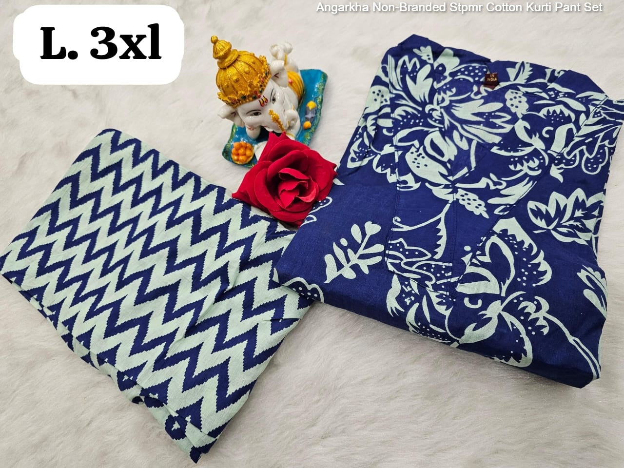 Angarkha Non-Branded Stpmr Cotton Kurti Pant Set